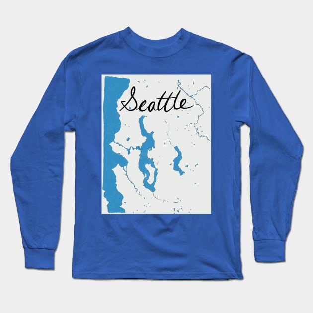 Map of Seattle Long Sleeve T-Shirt by CorrieMick